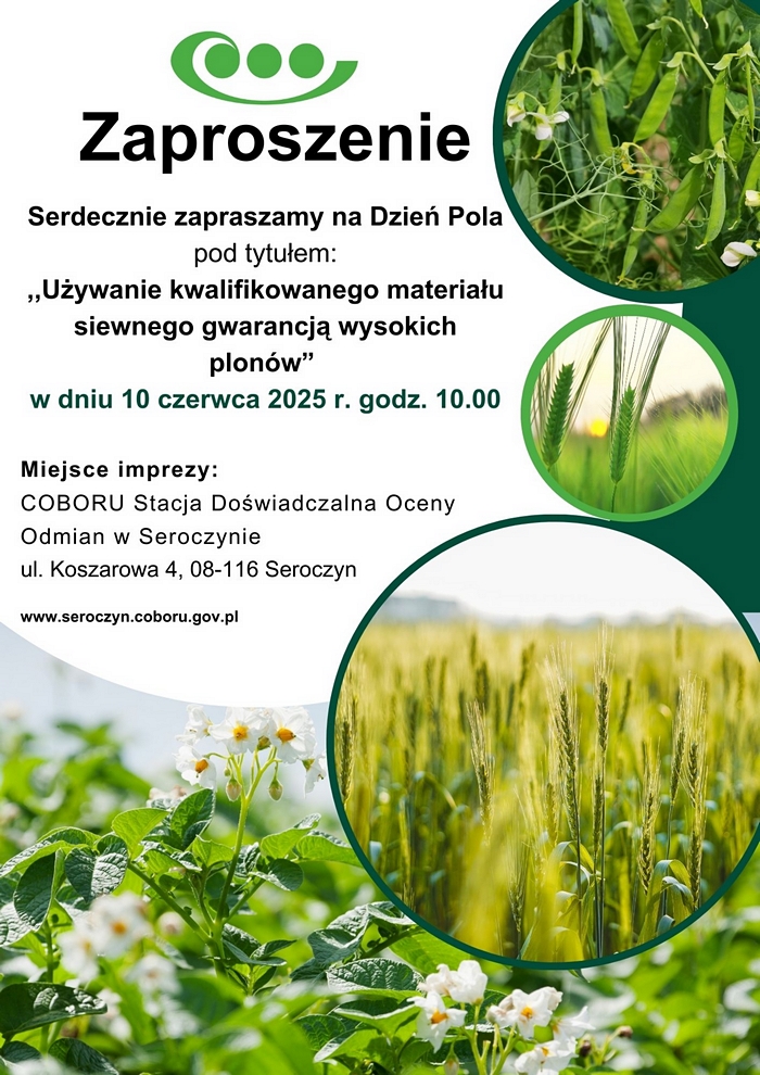 serdecznie zapraszamy na dzień pola w seroczynie dnia 10 czerwca 2025,  godzina 10:00.Zapraszamy